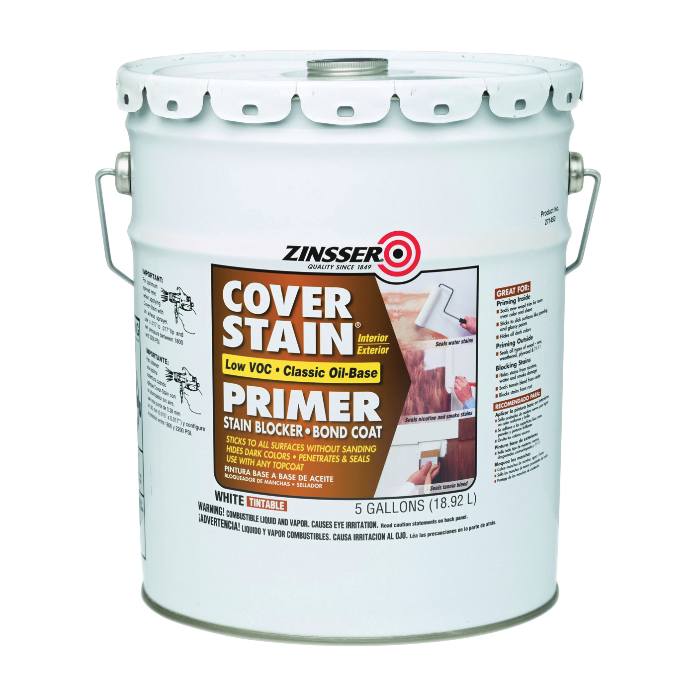271450 Classic Primer, Flat, White, 5 gal Pail