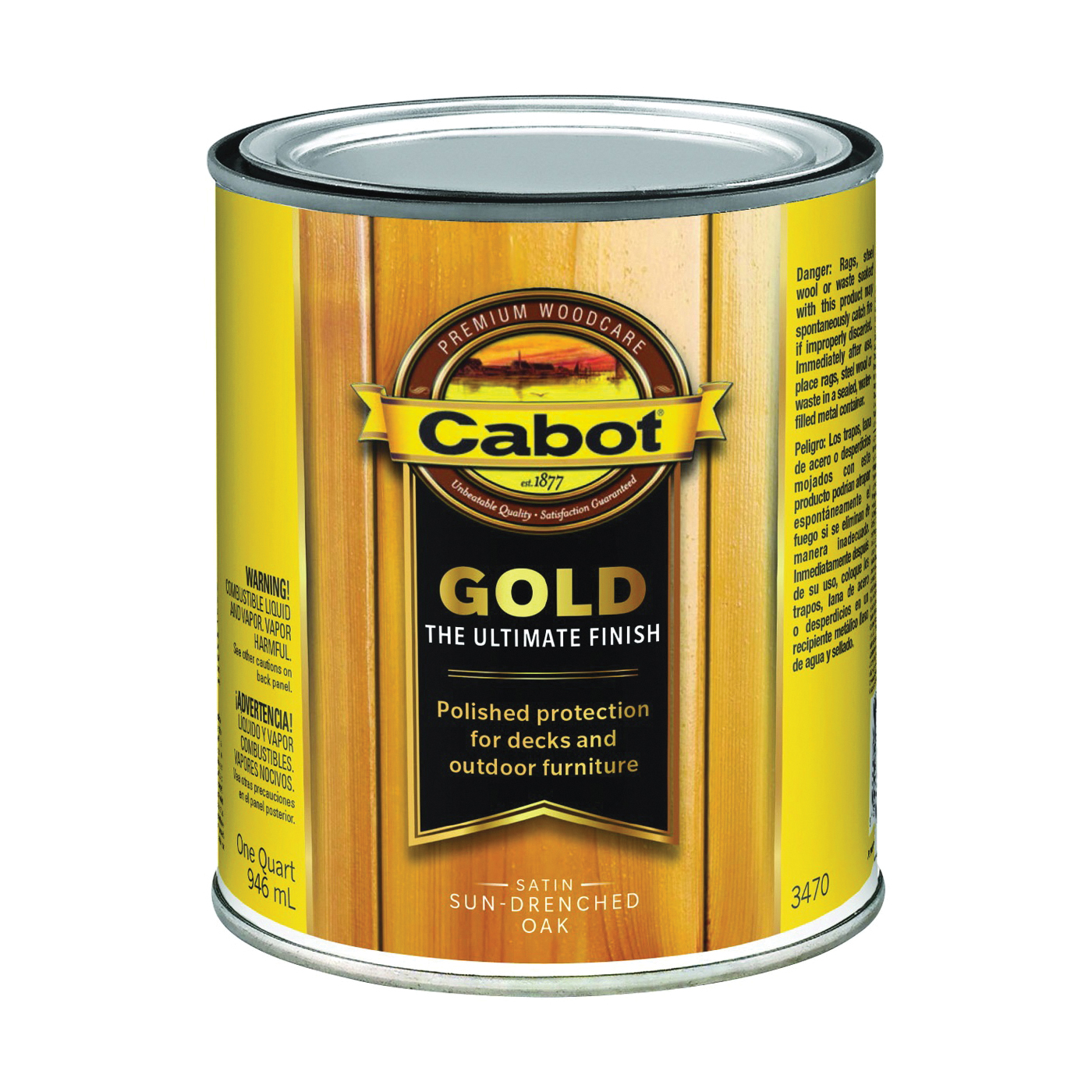 140.0003470.005 Wood Conditioning Stain, Gold, Liquid, Sun Drenched Oak, 1 qt, Can