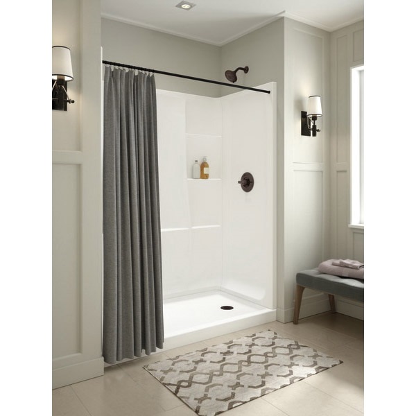 DELTA 40094R Shower Base, 59.88 in L, 30-3/4 in W, 3-1/2 in H, Acrylic, White, Stud Installation - 1