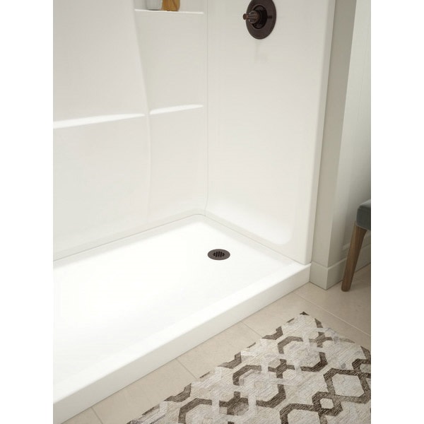 DELTA 40094R Shower Base, 59.88 in L, 30-3/4 in W, 3-1/2 in H, Acrylic, White, Stud Installation - 3