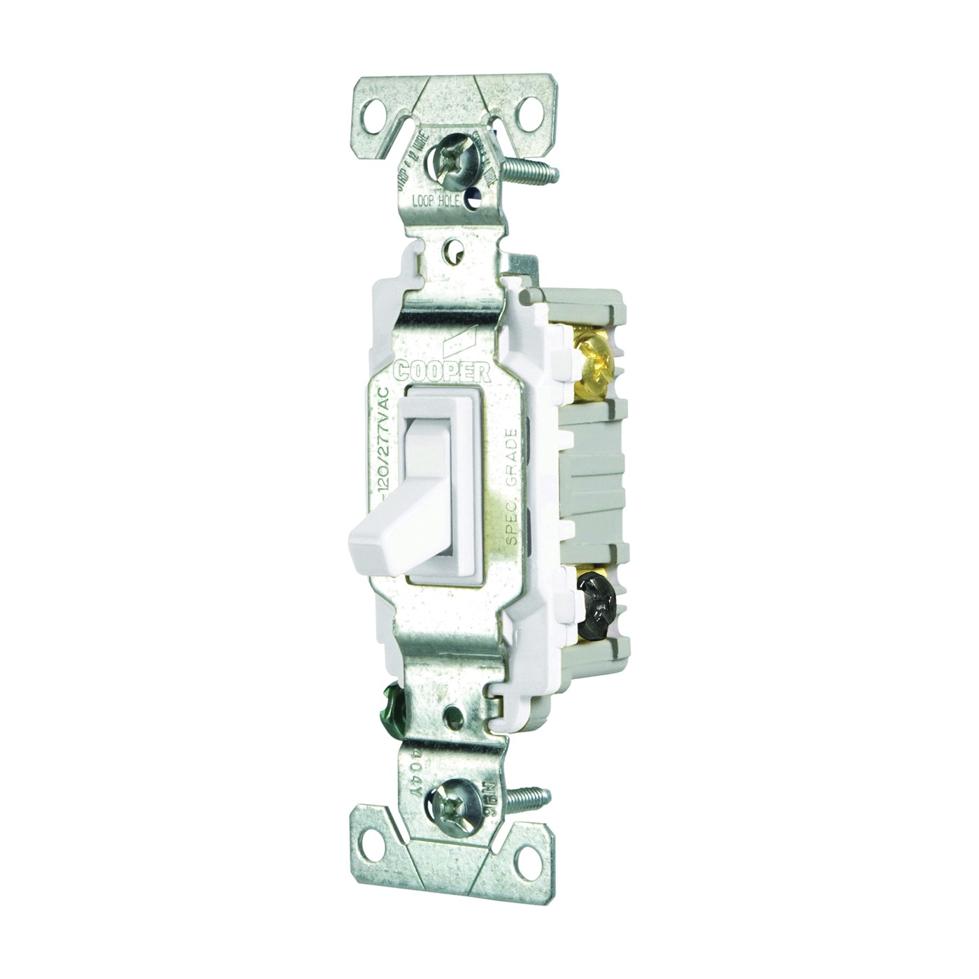 Wiring Devices CSB115STW-SP Toggle Switch, 1-Pole, 15 A, 120/277 V, Screw Terminal, White