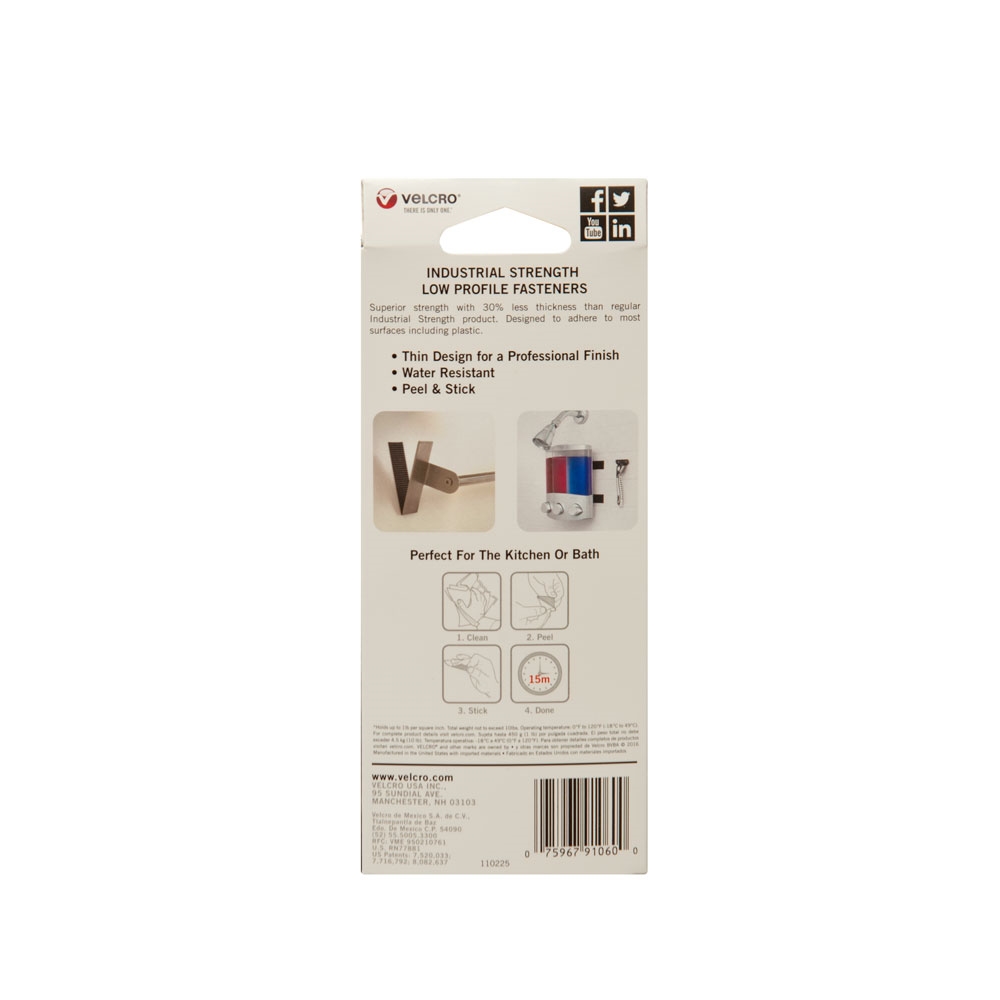 VELCRO Brand 91060 Fastener, 1 in W, 3 ft L, White, 10 lb