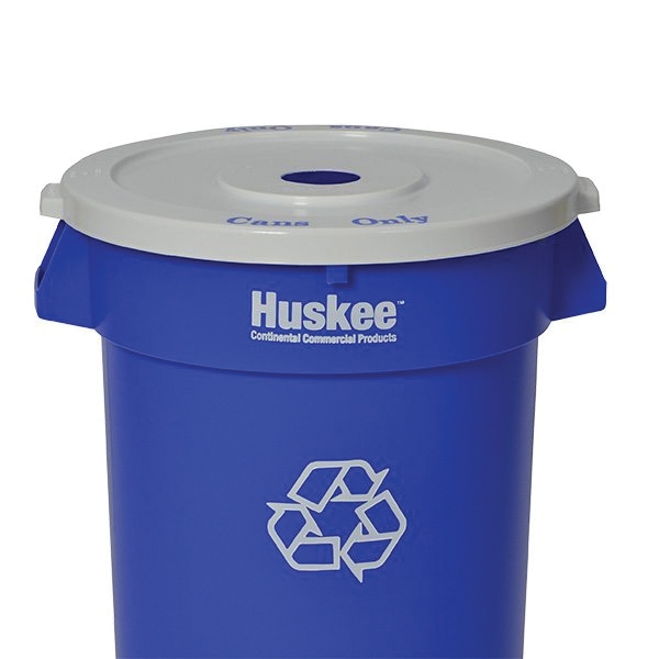 Huskee 3200-1 Recycling Receptacle, 32 gal, Plastic, Blue, 22 in Dia x 27-3/8 in L Dimensions