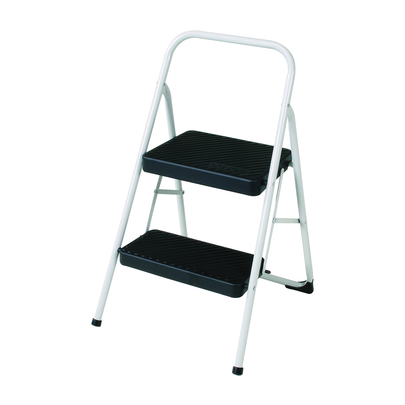 11-137 CLGG4 Folding Step Stool, 28.15 in H, 2-Step, 200 lb, Steel, Black