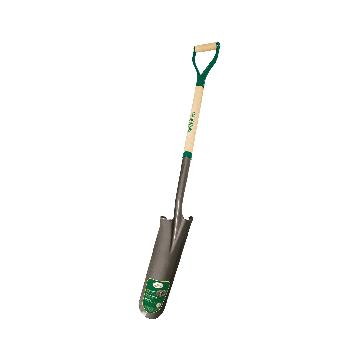 34626 Drain Spade, 6 in W Blade, Wood Handle, D Grip Handle, 30 in L Handle