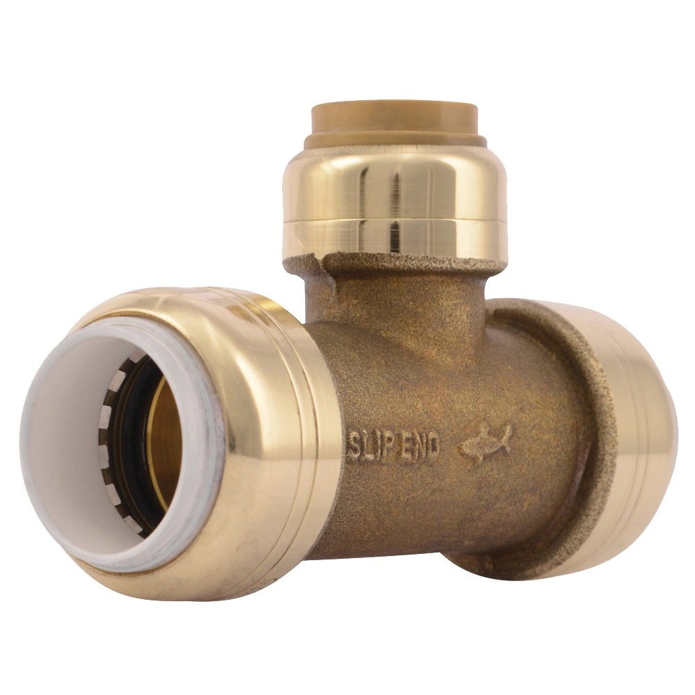 UIP364A Transition Pipe Tee, 1/2 in, Push-to-Connect, DZR Brass, 200 psi Pressure