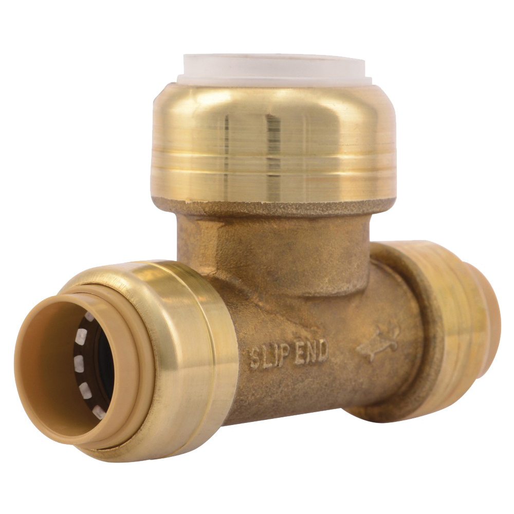 UIP363A Transition Pipe Tee, 1/2 in, Push-to-Connect, DZR Brass, 200 psi Pressure