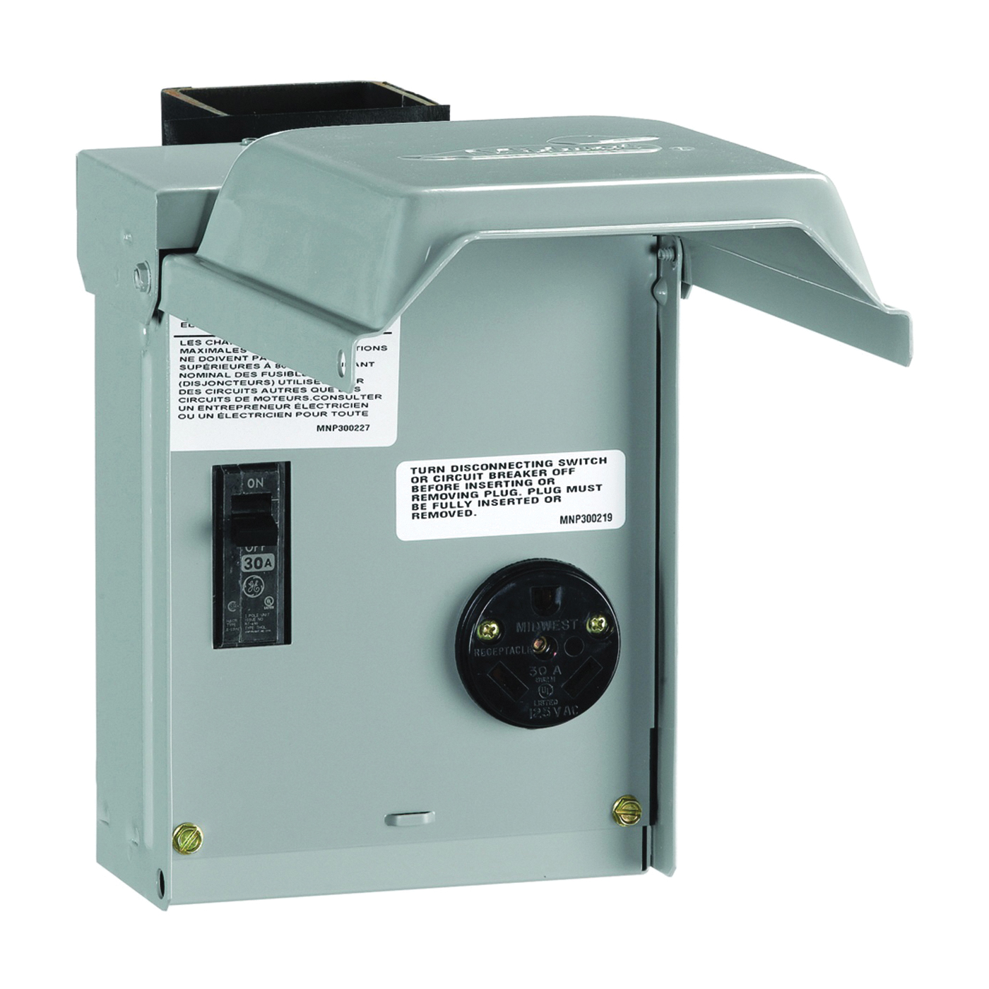 U013CP RV Power Outlet, 1-Phase, 30 A, 120 V, NEMA 3R Enclosure, Surface Mounting