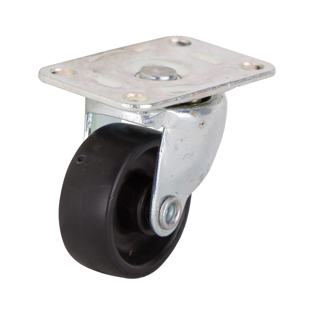 JC-B01-PS Swivel Caster, 1-1/4 in Dia Wheel, 1/2 in W Wheel, Plastic Wheel, Black, 40 lb