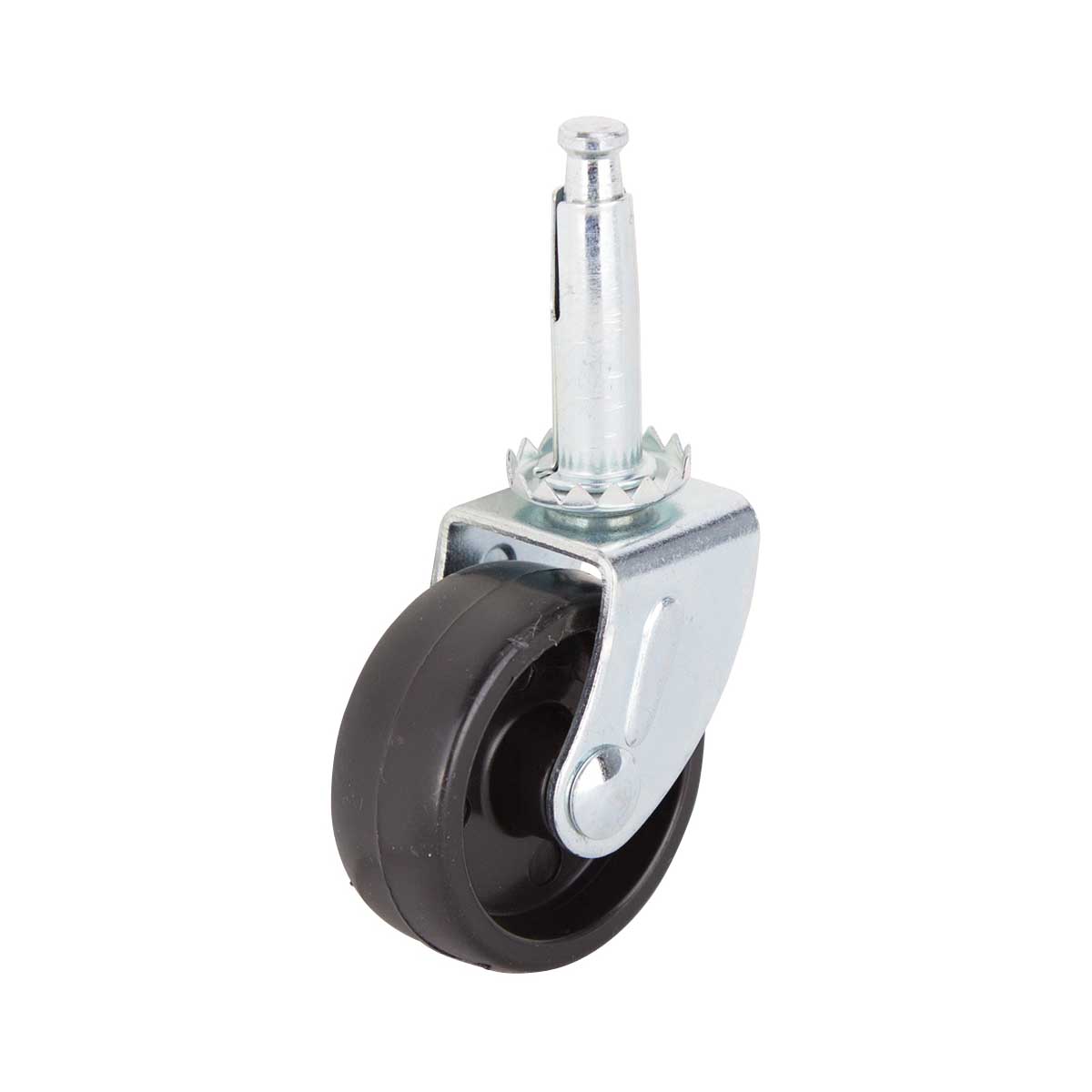 JC-B13-PS Swivel Caster, 1-5/8 in Dia Wheel, 1-5/8 in W Wheel, Black, 50 lb, Steel Housing Material