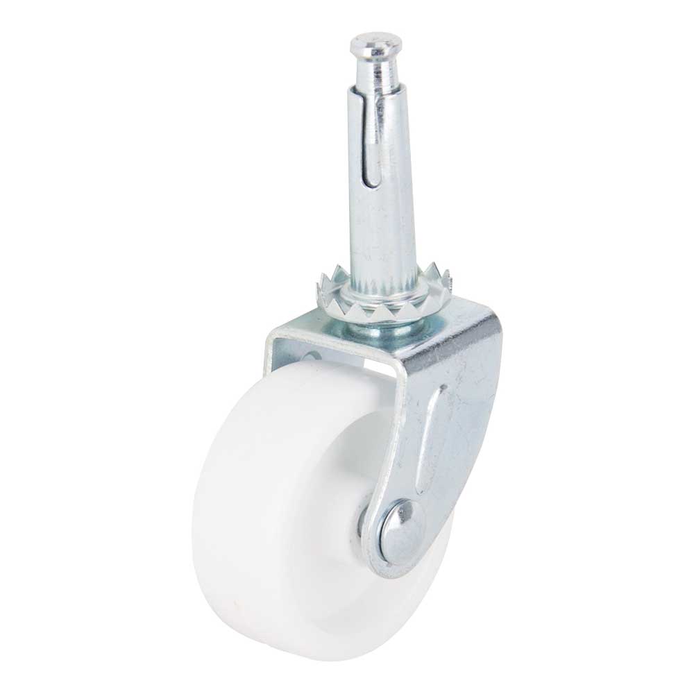 JC-B15-PS Swivel Caster, 1-5/8 in Dia Wheel, 1-5/8 in W Wheel, White, 50 lb