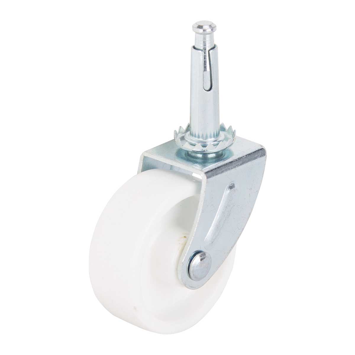 JC-B24-PS Swivel Caster, 2 in Dia Wheel, 2 in W Wheel, White, 60 lb, Steel Housing Material
