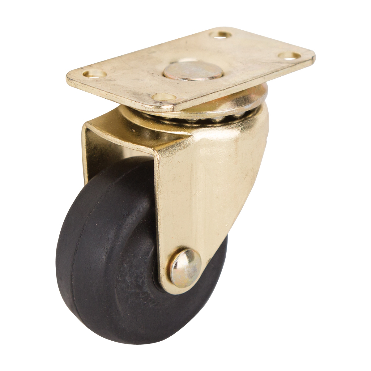 JC-D01-PS Swivel Caster, 1-5/8 in Dia Wheel, 5/8 in W Wheel, Rubber Wheel, Black, 70 lb