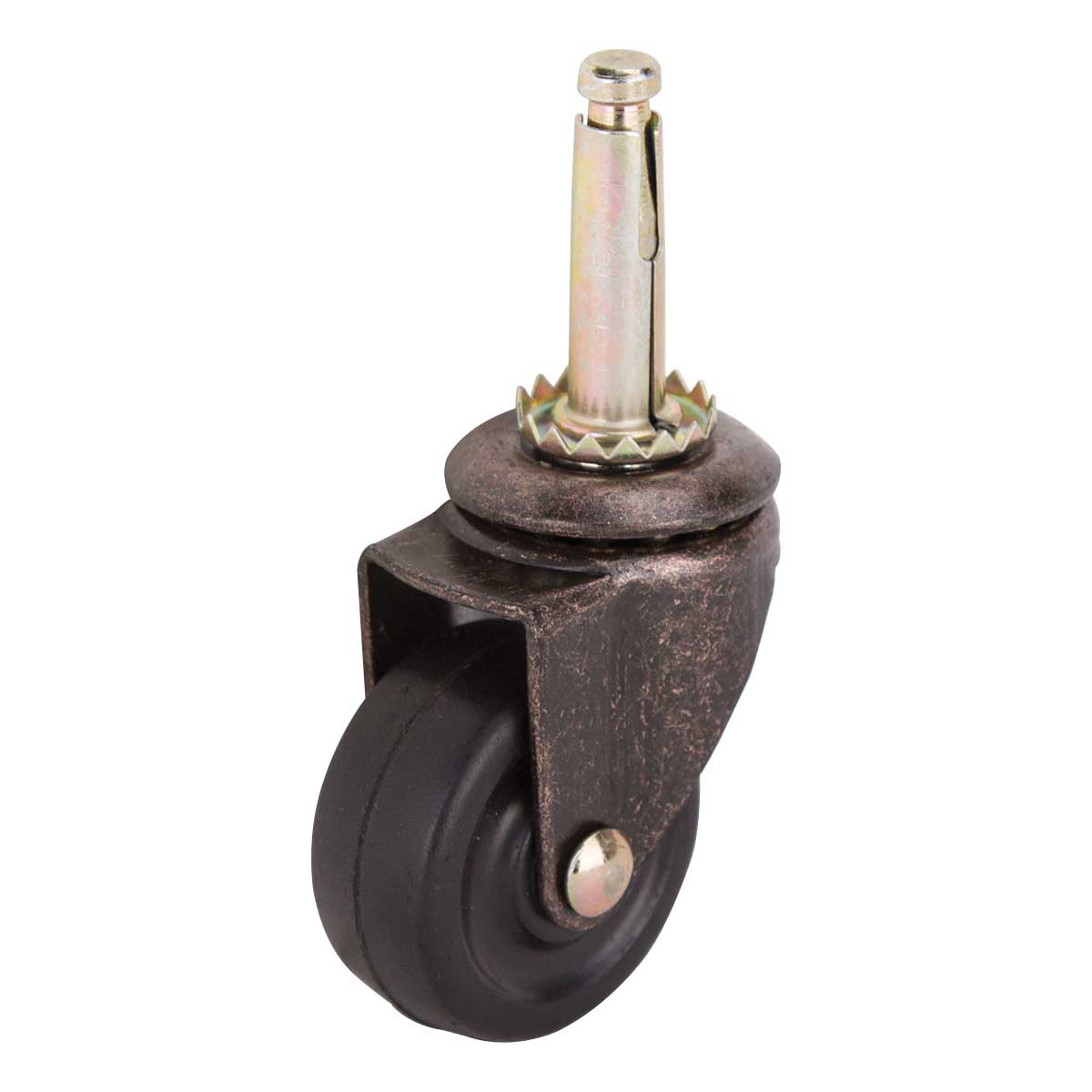 JC-D04-PS Swivel Caster, 1-5/8 in Dia Wheel, 1-5/8 in W Wheel, Rubber Wheel, Black, 70 lb