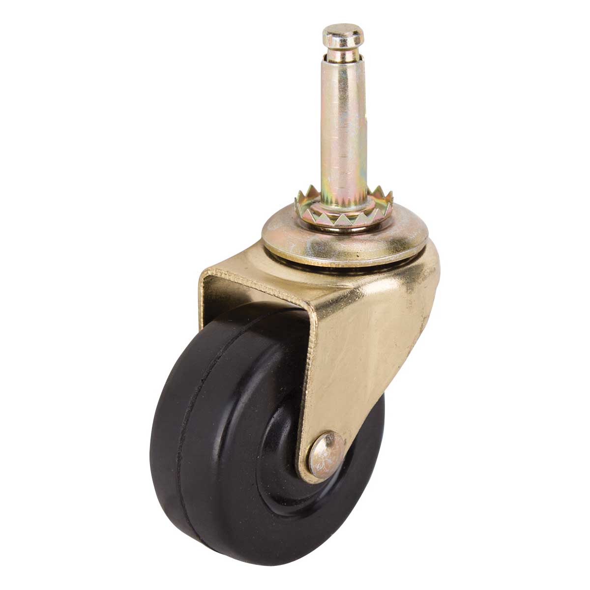 JC-D07-PS Swivel Caster, 2 in Dia Wheel, 2 in W Wheel, Rubber Wheel, Black, 90 lb, Steel Housing Material