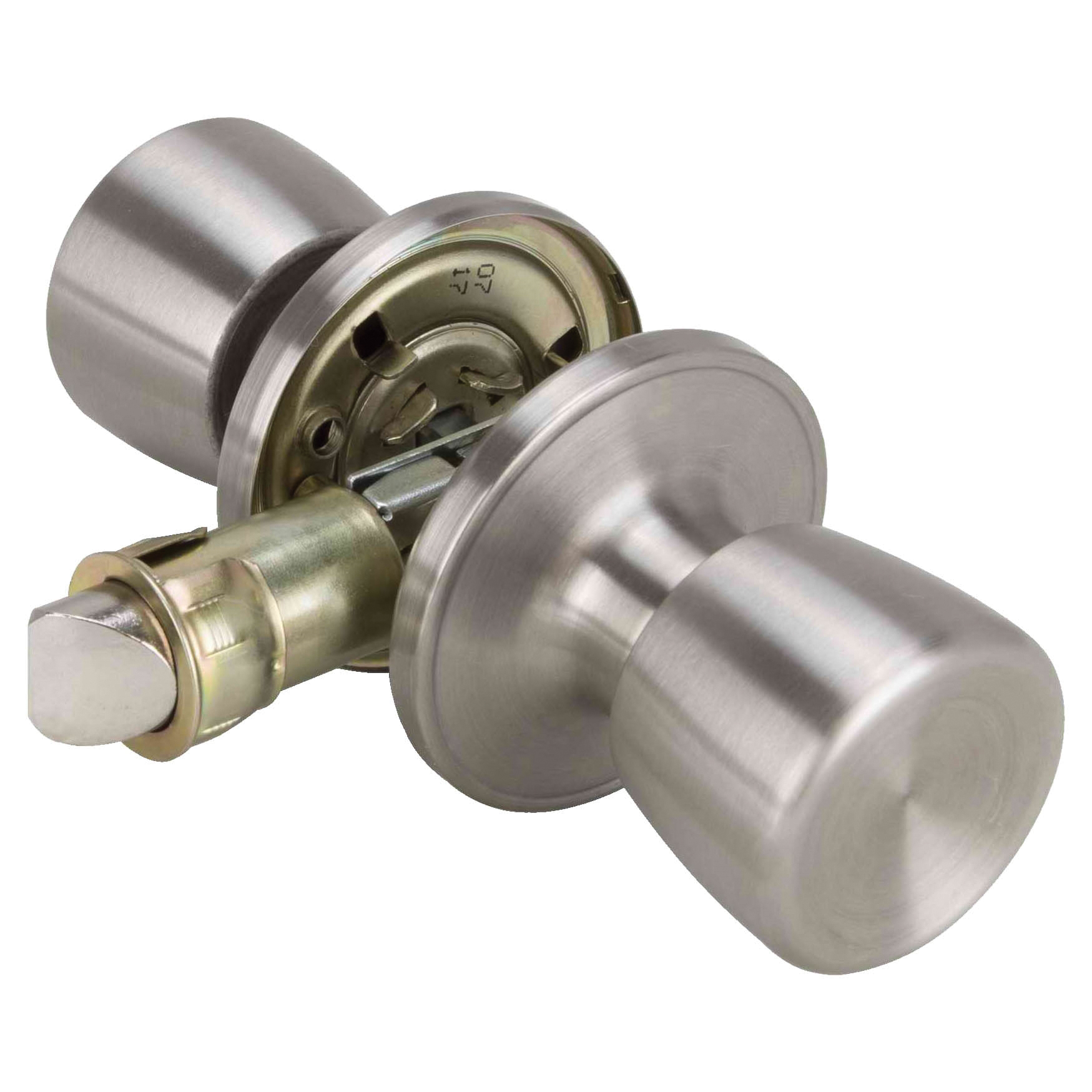 T-5764SS-PS Passage Knob, Metal, Stainless Steel, 2-3/8 to 2-3/4 in Backset, 1-3/8 to 1-3/4 in Thick Door