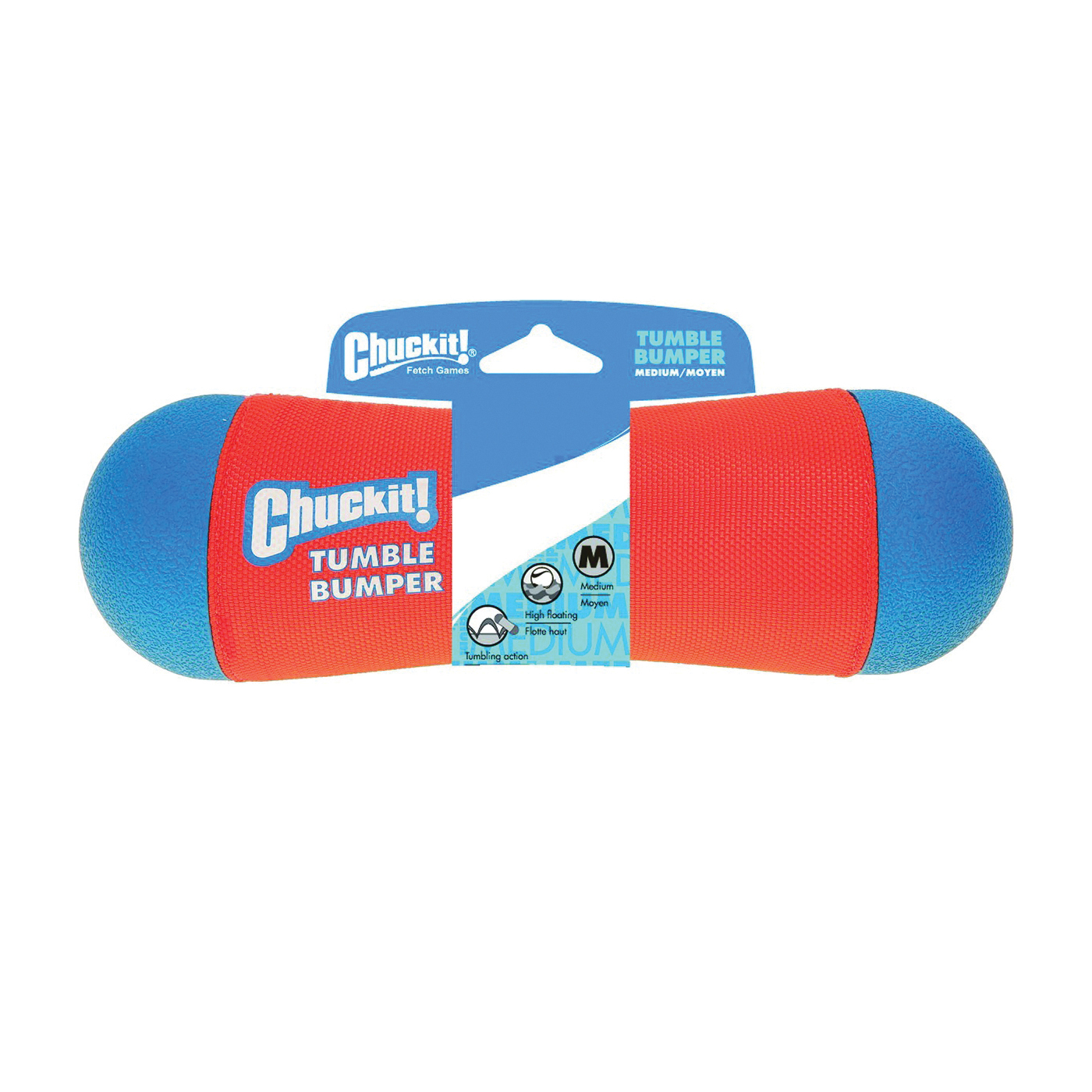 184201 Dog Toy, M, Amphibious Tumble Bumper, Foam/Polyester/Rubber, Blue/Orange
