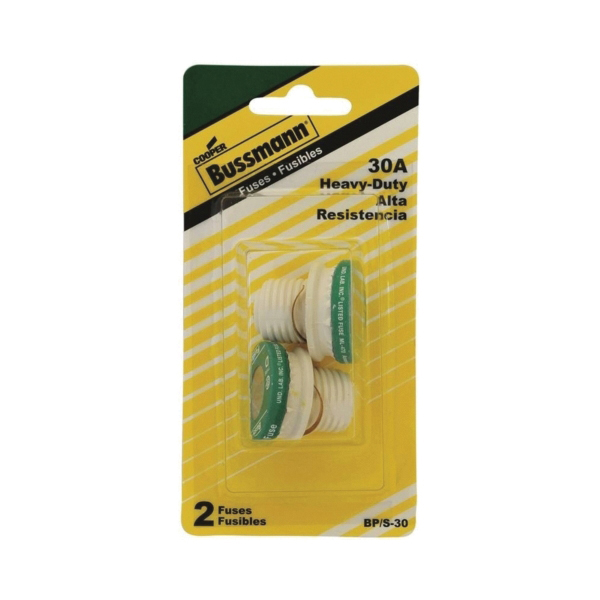 S Series BP/S-30 Plug Fuse, 30 A, 125 V, 10 kA Interrupt, Plastic Body, S, Low Voltage, Time Delay Fuse