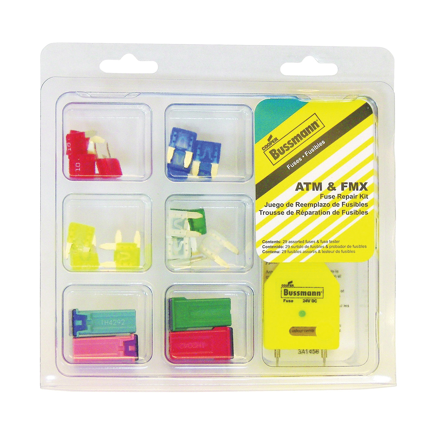 ATM-FMX-EK Fuse Assortment Kit, Fast-Acting Fuse, ATM, 32 VDC, 10 to 50 A, 1 kA Interrupt