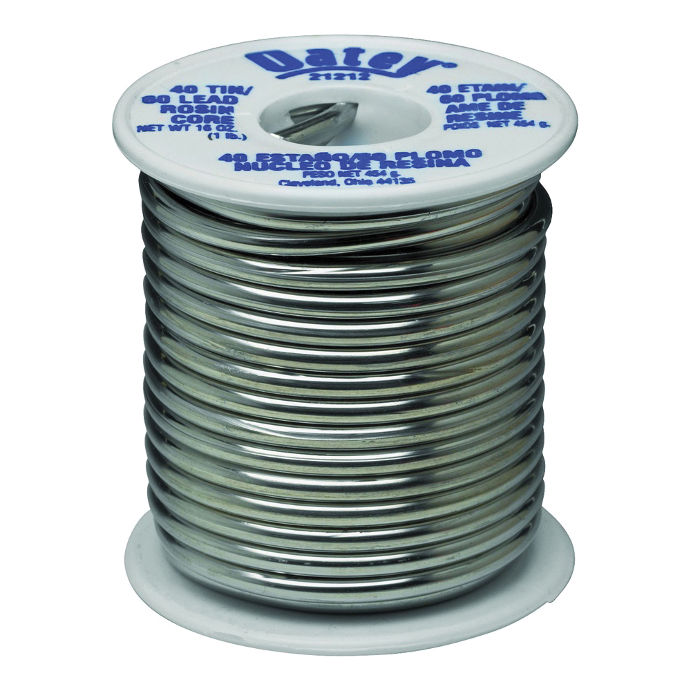 21212 Rosin Core Wire Solder, 1 lb, Solid, Silver, 361 to 460 deg F Melting Point