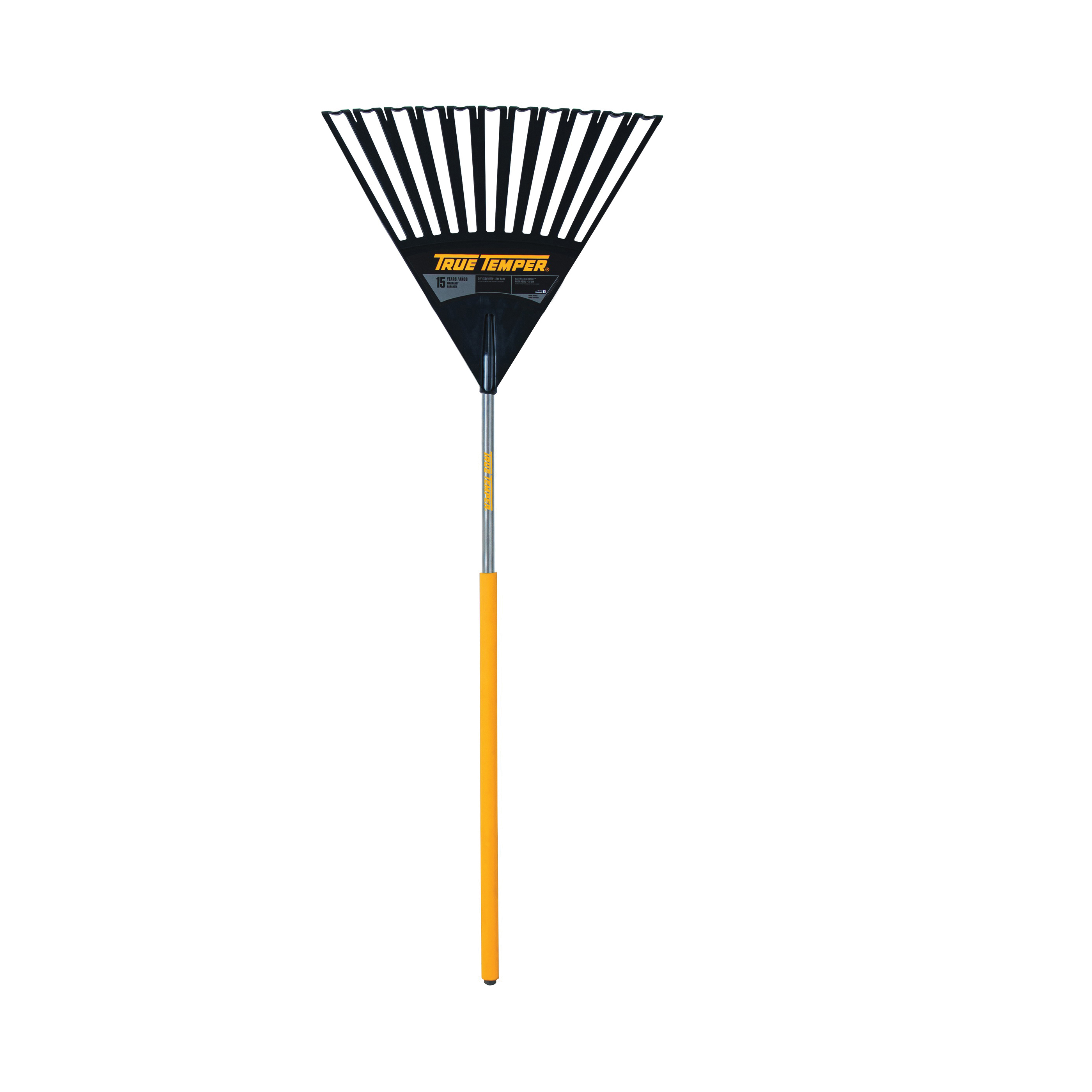 2914912 Leaf Rake, Poly Tine, 15-Tine, Hardwood Handle, 48 in L Handle