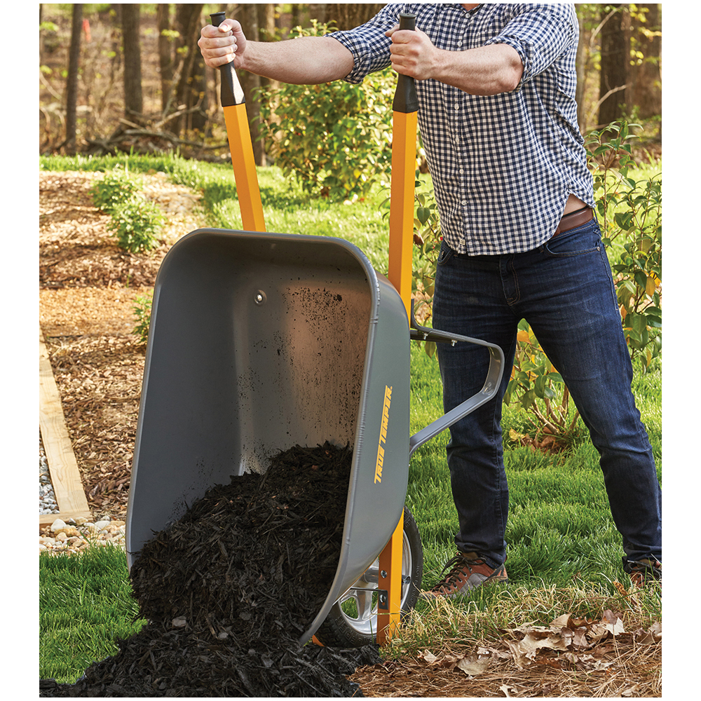 True Temper R6STSP25 Wheelbarrow, 6 cu-ft Volume, Steel, 1-Wheel, Comfort-Grip Handle
