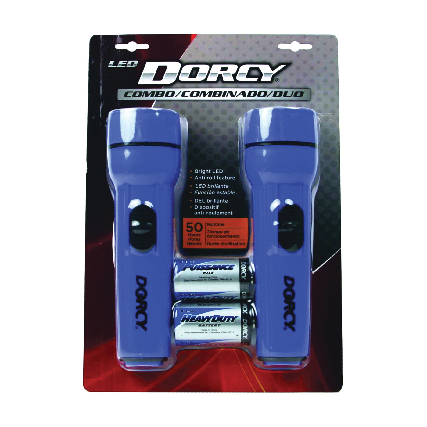41-2594 Flashlight, D Battery, LED Lamp, 50 hr Run Time, Blue