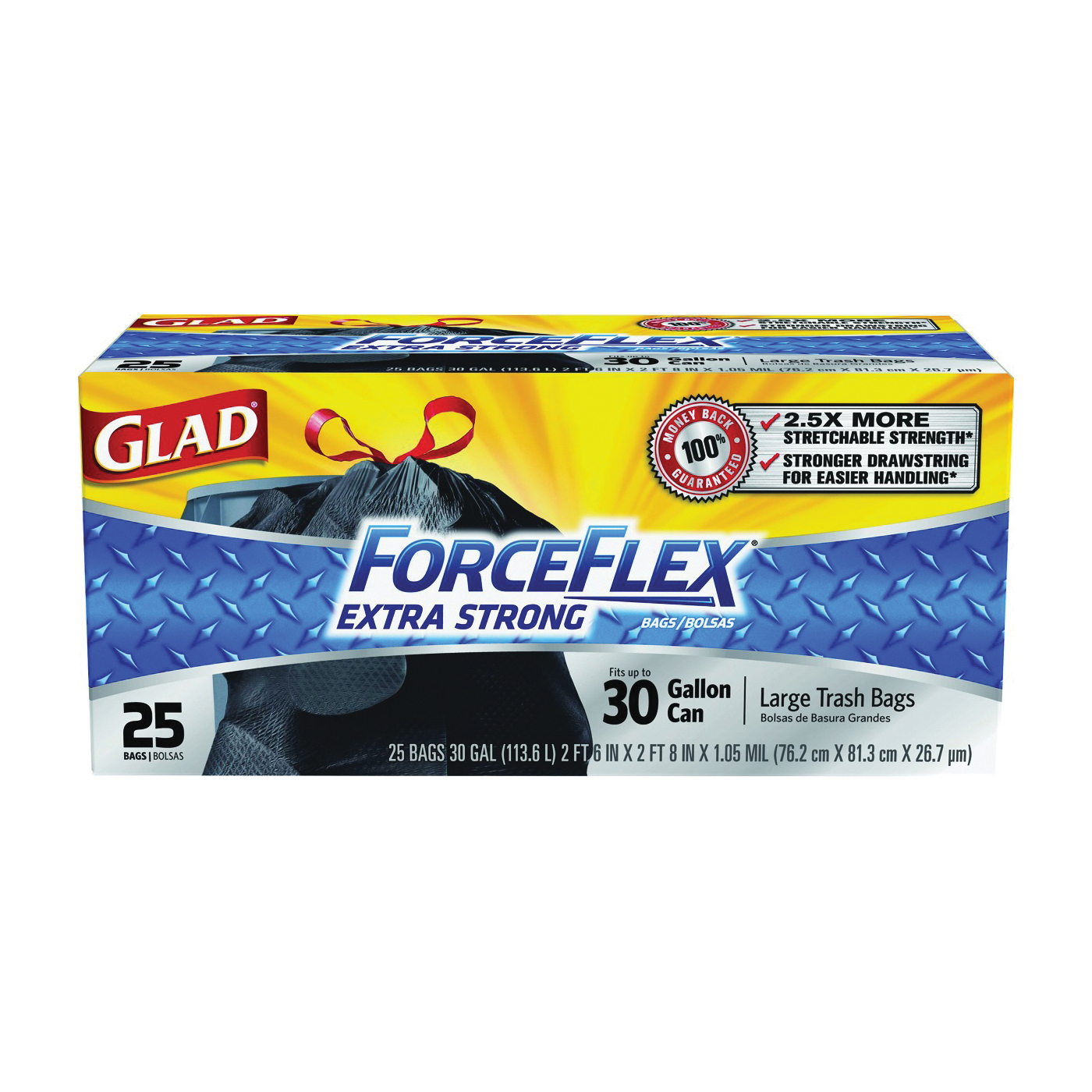 70359 Trash Bag, 30 gal, Plastic, Black