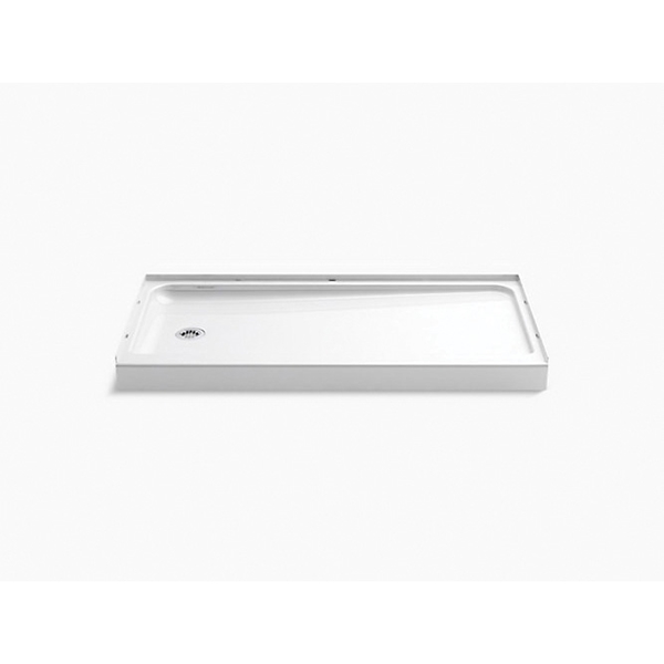 Ensemble 72171110-0 Shower Base, 60 in L, 30 in W, 5 in H, Vikrell, White, Alcove Installation, 3-5/16 in Drain
