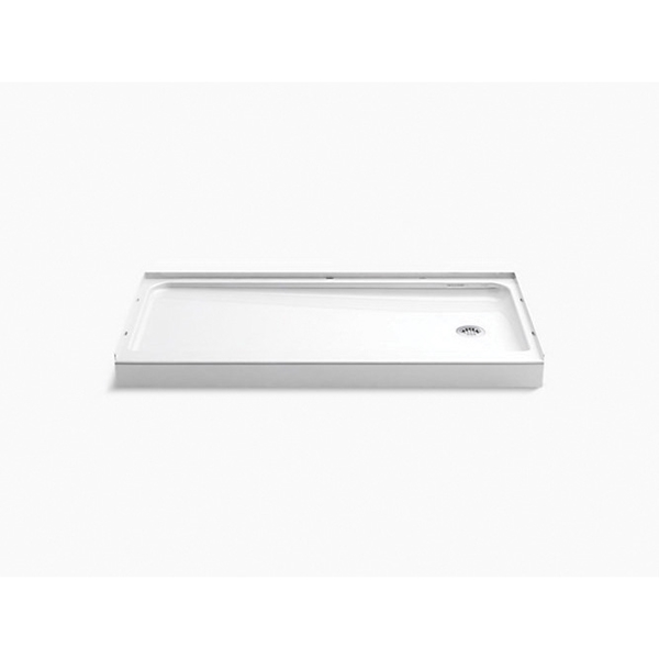 Ensemble 72171120-0 Shower Base, 60 in L, 30 in W, 5 in H, Vikrell, White, Alcove Installation, 3-5/16 in Drain