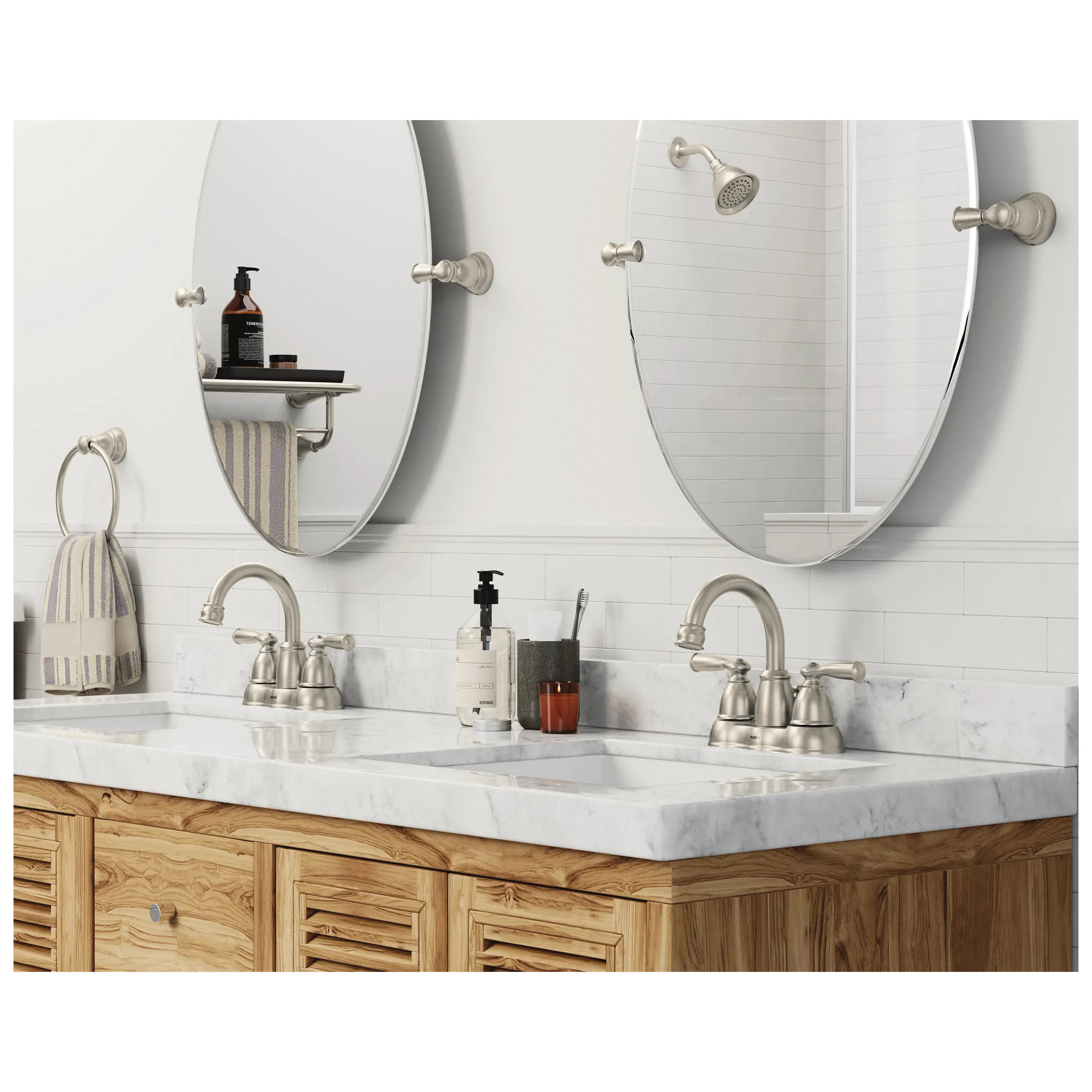 Moen Banbury Series Y2686BN Towel Ring, 6 in Dia Ring, 22 lb, Aluminum/Zinc, Brushed Nickel, Screw - 5