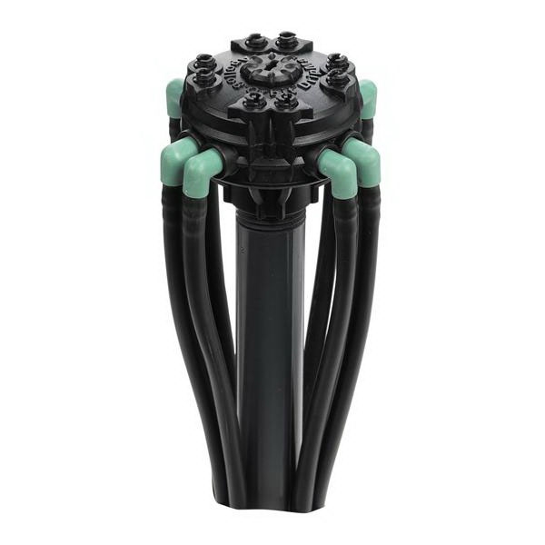 Orbit 67000 Manifold, 1/2 x 1/4 in Connection, Thread x Barb, 8 -Port, 1/4 in Tubing, Plastic, Black