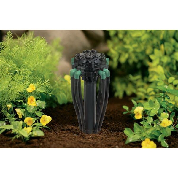 Orbit 67000 Manifold, 1/2 x 1/4 in Connection, Thread x Barb, 8 -Port, 1/4 in Tubing, Plastic, Black