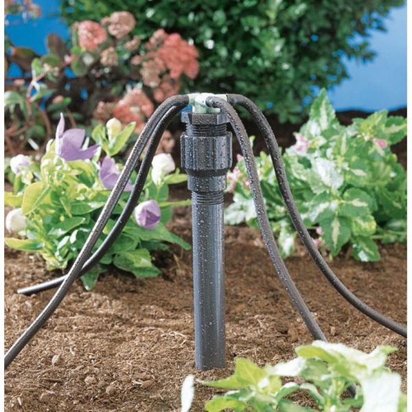 Orbit 67025 Manifold, 1/2 x 1/4 in Connection, Thread x Barb, 4 -Port, 1/4 in Tubing, Plastic, Black - 1