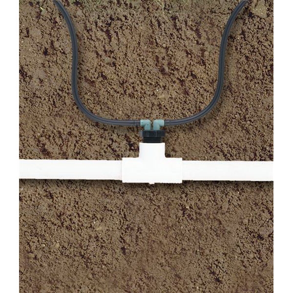 Orbit 67035 Manifold, 1/2 x 1/4 in Connection, Female Thread x Barb, 2 -Port, 1/4 in Tubing, Plastic, Black - 1