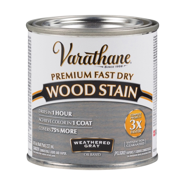 269398 Wood Stain, Translucent, Weathered Gray, Liquid, 0.5 pt, Can