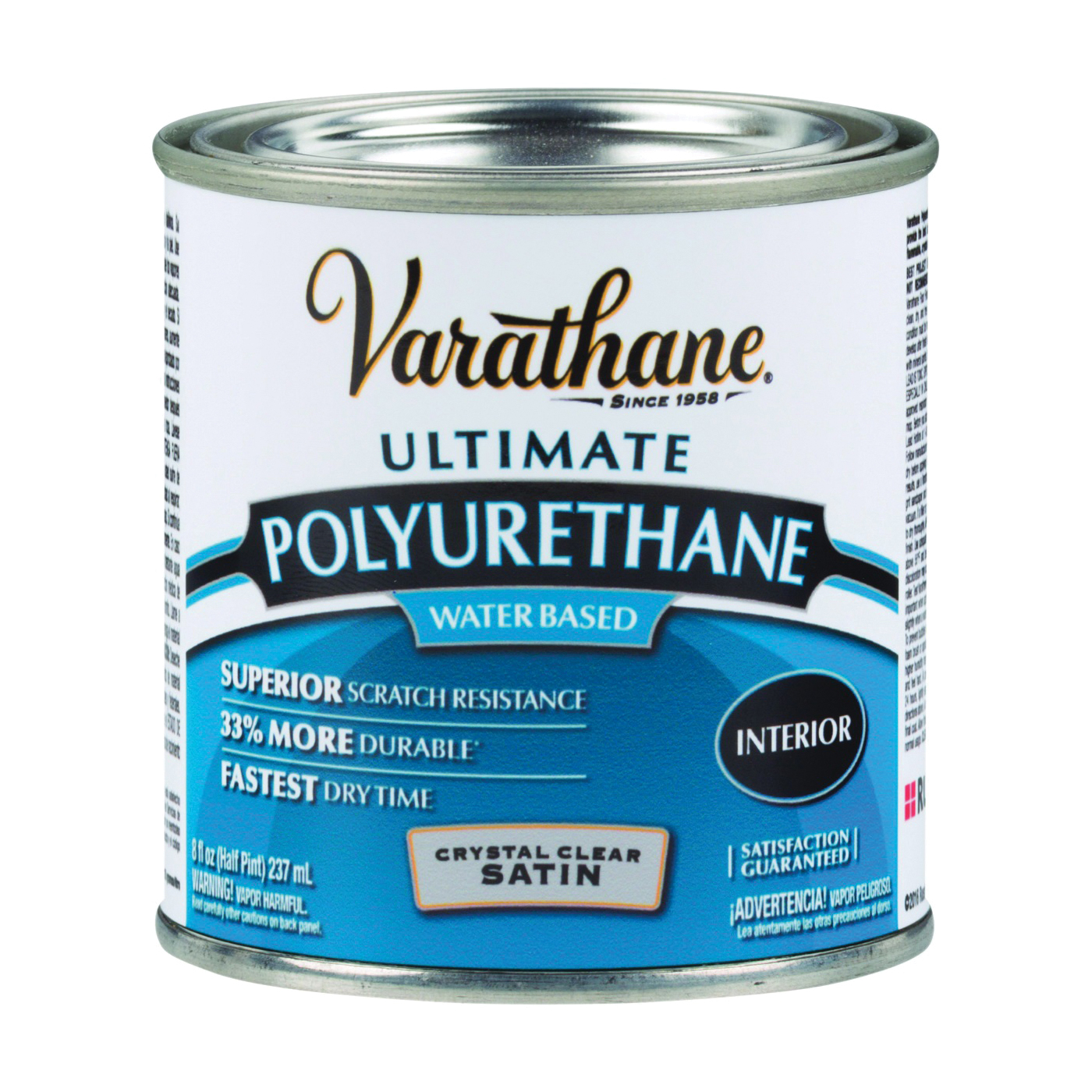 200261H Waterbased Polyurethane, Satin, Liquid, Crystal Clear, 0.5 pt, Can