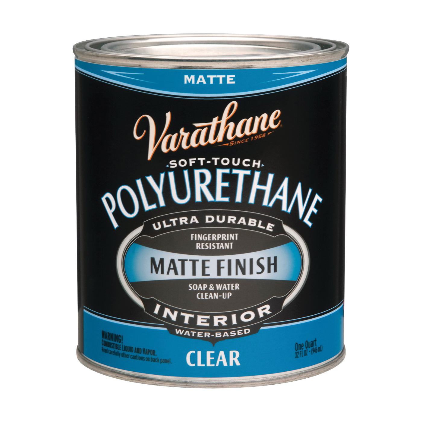 262074 Polyurethane, Flat/Matte, Liquid, Clear, 1 qt, Can