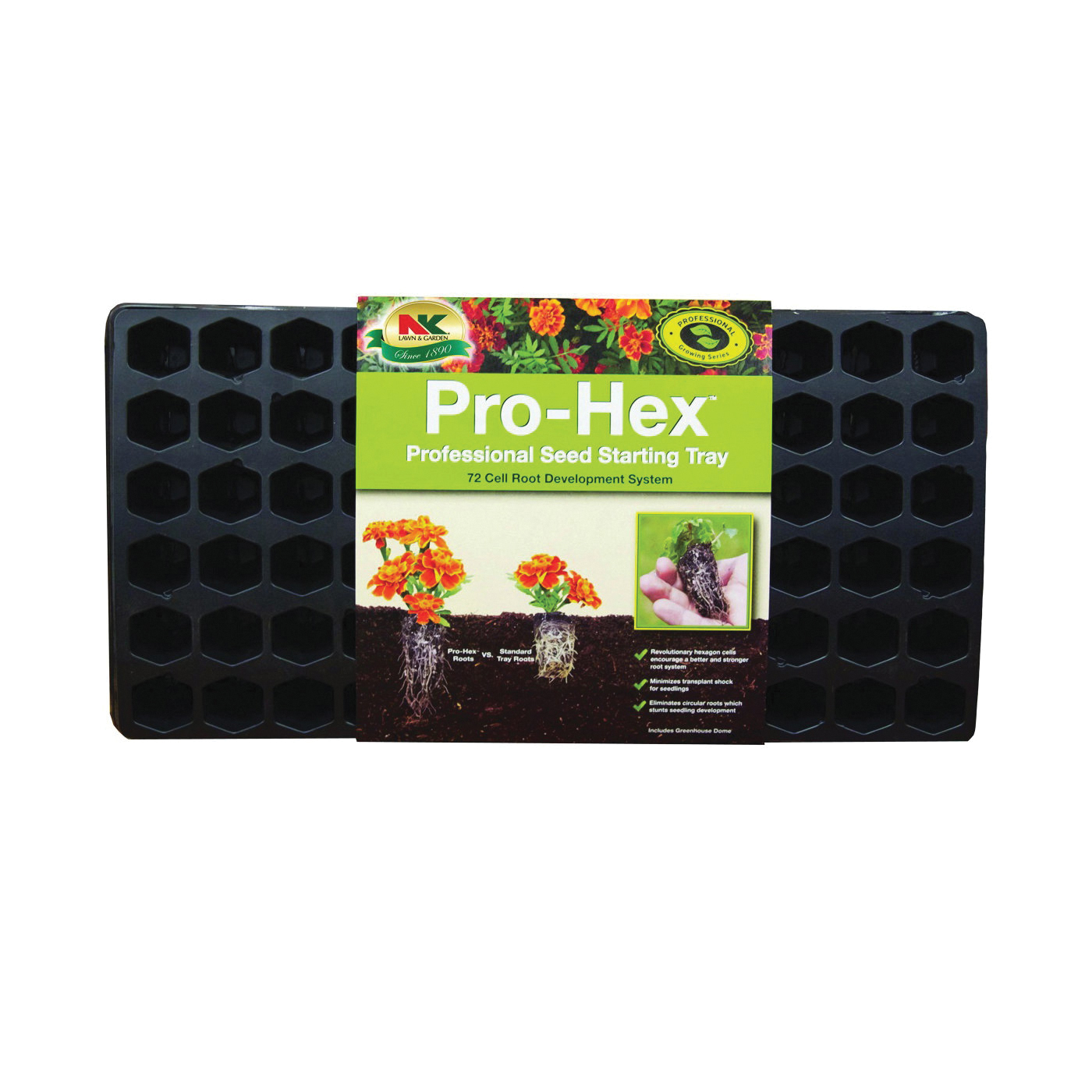 PHEX Seed Starter Kit, 22 in L Tray, 11 in W Tray, 72-Cell, Silicone, Black