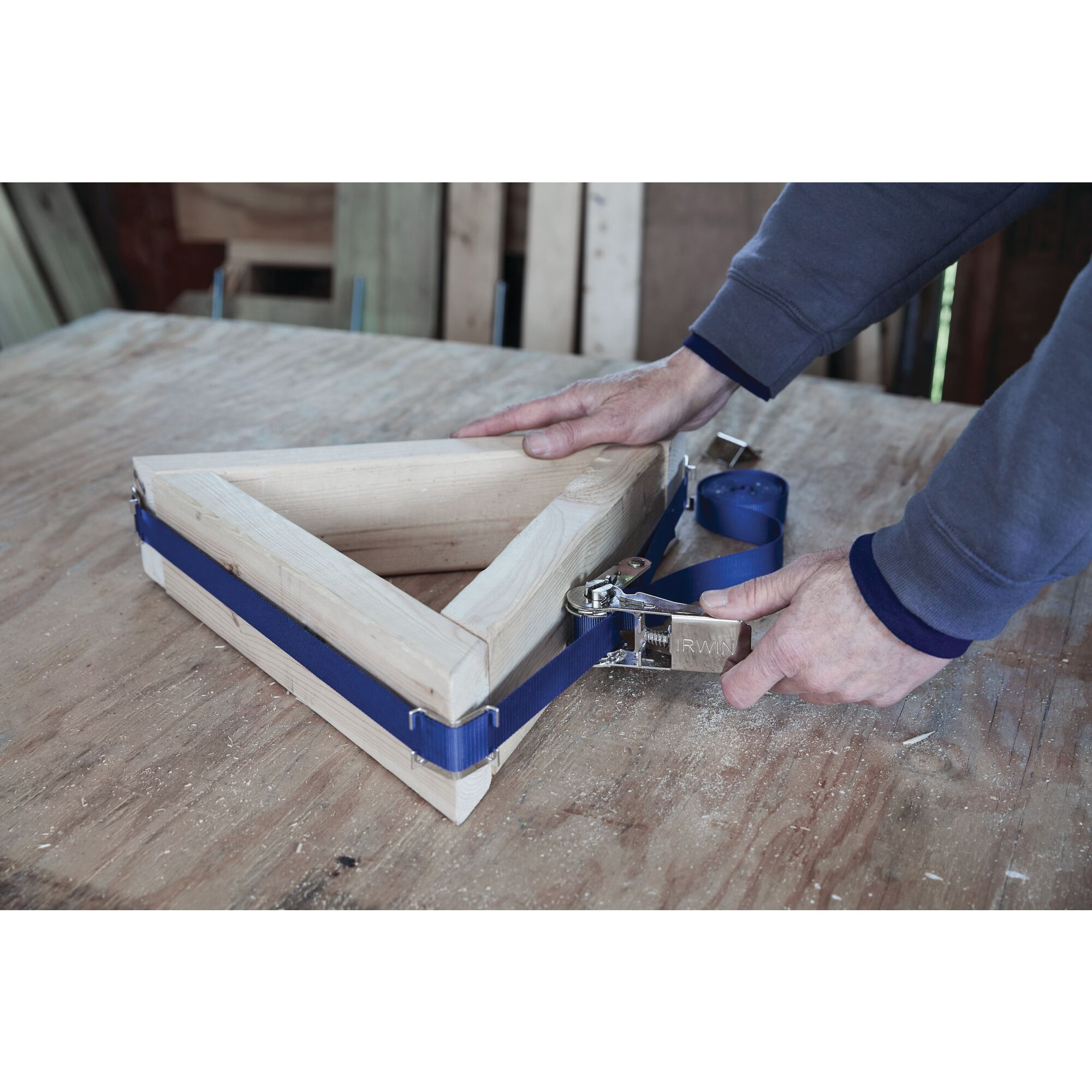 226100 Band Clamp, 350 lb Clamping, 14 in Max Opening Size, 1 in D Throat, Nylon Body, Blue/Silver Body