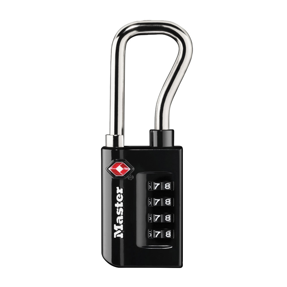 4696D Luggage Lock, Keyless/Non-Keyed Key, Extended Reach Shackle, 1/4 in Dia Shackle, 1-7/8 in H Shackle