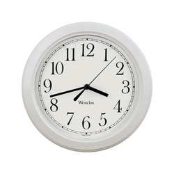 46994A Clock, Round, White Frame, Plastic Clock Face, Analog