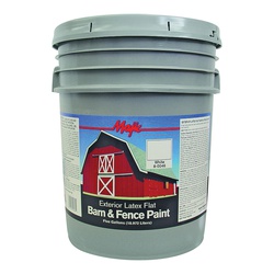 8-0046-5 Barn and Fence Paint, Flat, White, 5 gal, Pail, Resists: Fade, Weather, Latex Base