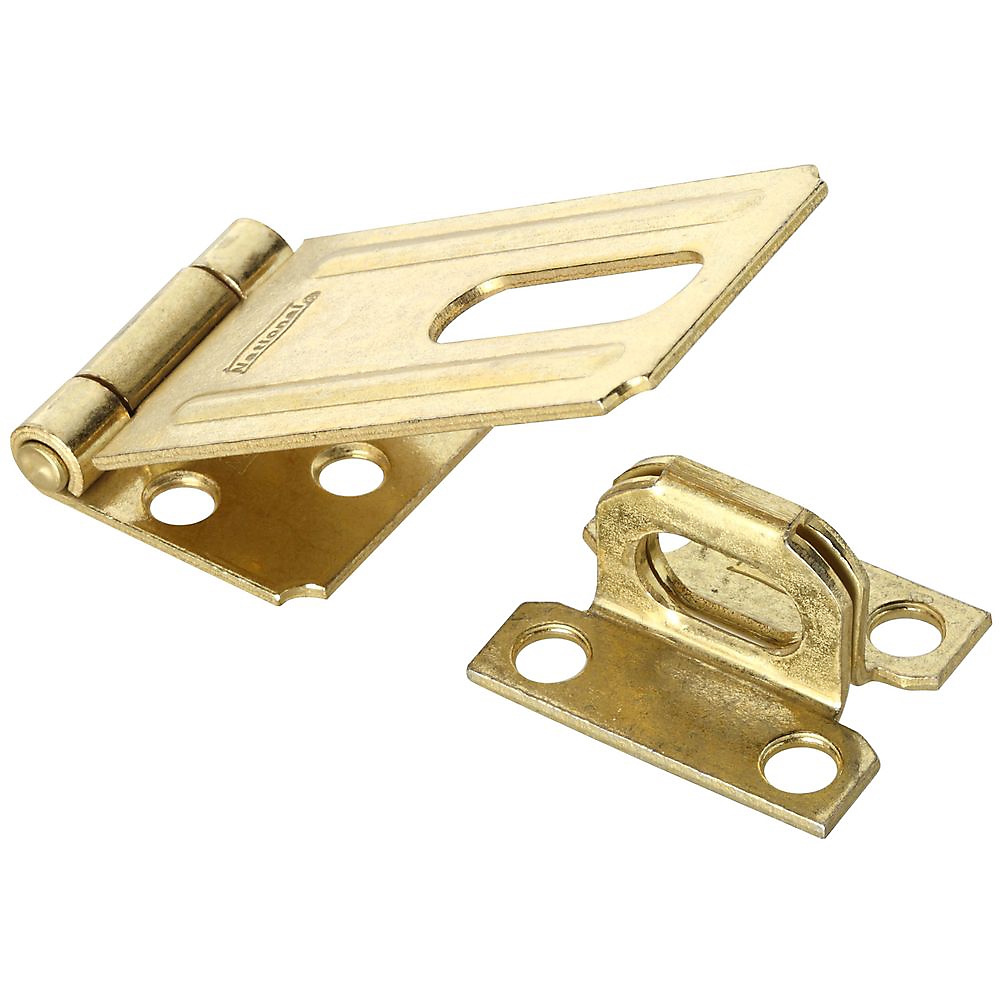 V30 Series N102-293 Safety Hasp, 3-1/4 in L, 1-1/2 in W, Steel, Brass, 0.44 in Dia Shackle