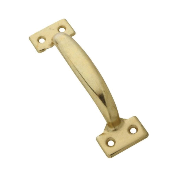 N116-764 Door Pull, 1-3/4 in W, 1.62 in D, 6-1/2 in H, Steel, Brass