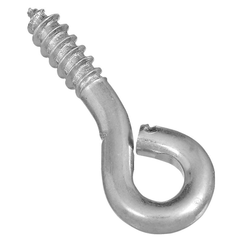 N118-257 Screw Eye, #208, 0.159 in Dia Wire, 0.6 in L Thread, 1.38 in OAL, 50 lb Working Load, Steel, 6 Pack