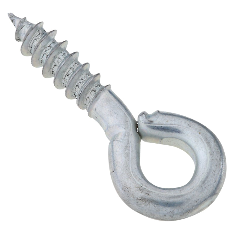 N118-430 Screw Eye, #210, 0.136 in Dia Wire, 0.56 in L Thread, 1.19 in OAL, 35 lb Working Load, Steel, 8 Pack