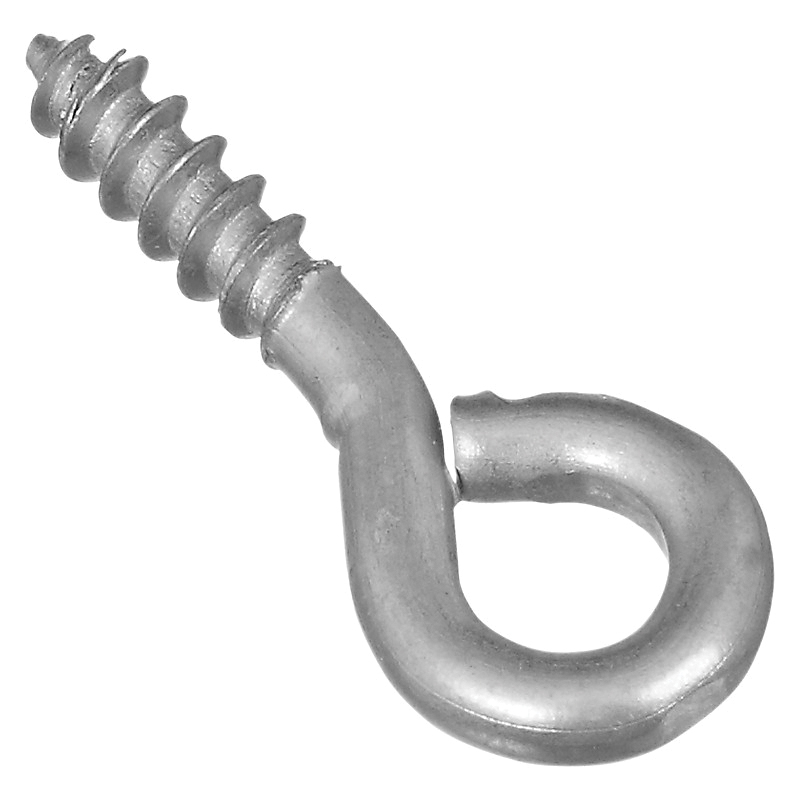 N118-471 Screw Eye, #212, 0.105 in Dia Wire, 0.44 in L Thread, 0.94 in OAL, 20 lb Working Load, Steel, 10 Pack