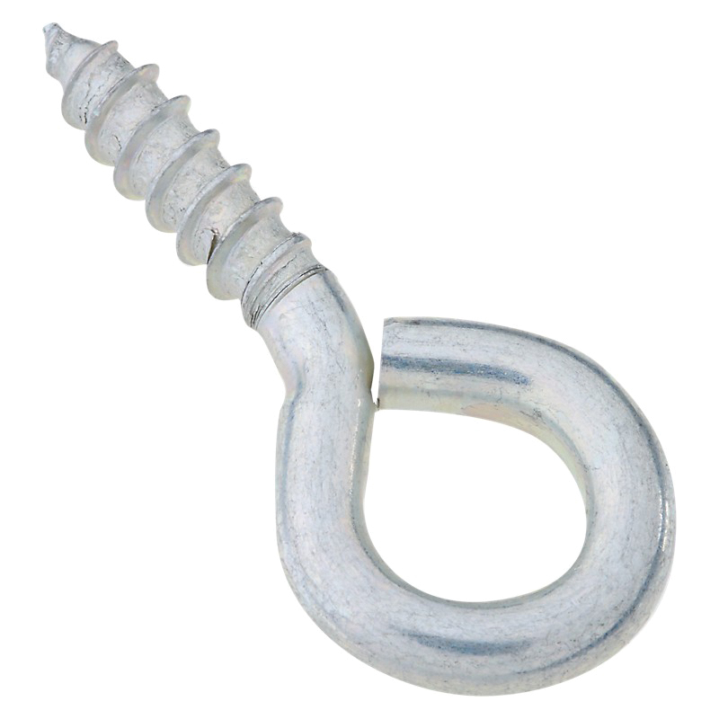 N118-794 Screw Eye, #104, 0.216 in Dia Wire, 0.94 in L Thread, 2.06 in OAL, 75 lb Working Load, Steel, 3 Pack