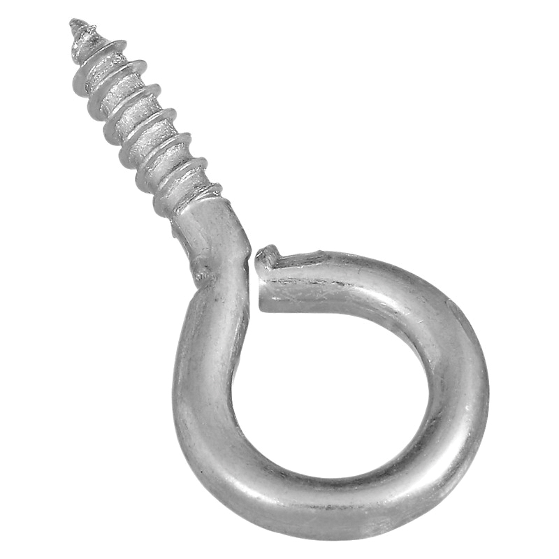 N119-040 Screw Eye, #10, 0.56 in L Thread, 1.38 in OAL, 25 lb Working Load, Steel, Zinc, 8 Pack